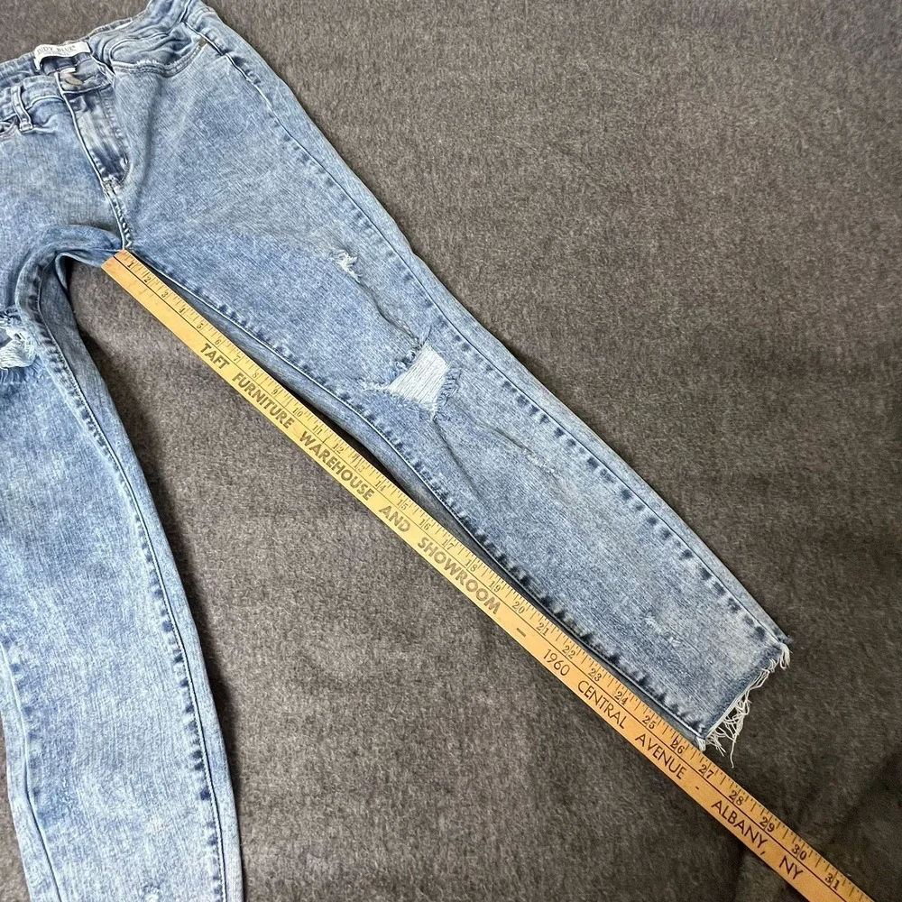 Judy Blue Skinny Fit Jeans Women's Sz 9/29 Acid Wash Distressed Raw Hem Denim‎